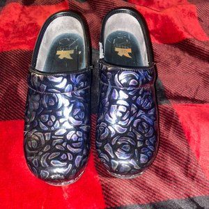 Purple Metalllic Dansko Slip On Clog Shoes